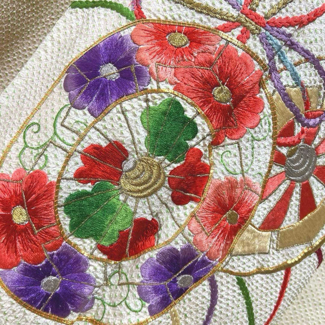 381 振袖フルセット 正絹 黄緑 グリーン 絞り 総刺繍 駒刺繍 レトロ