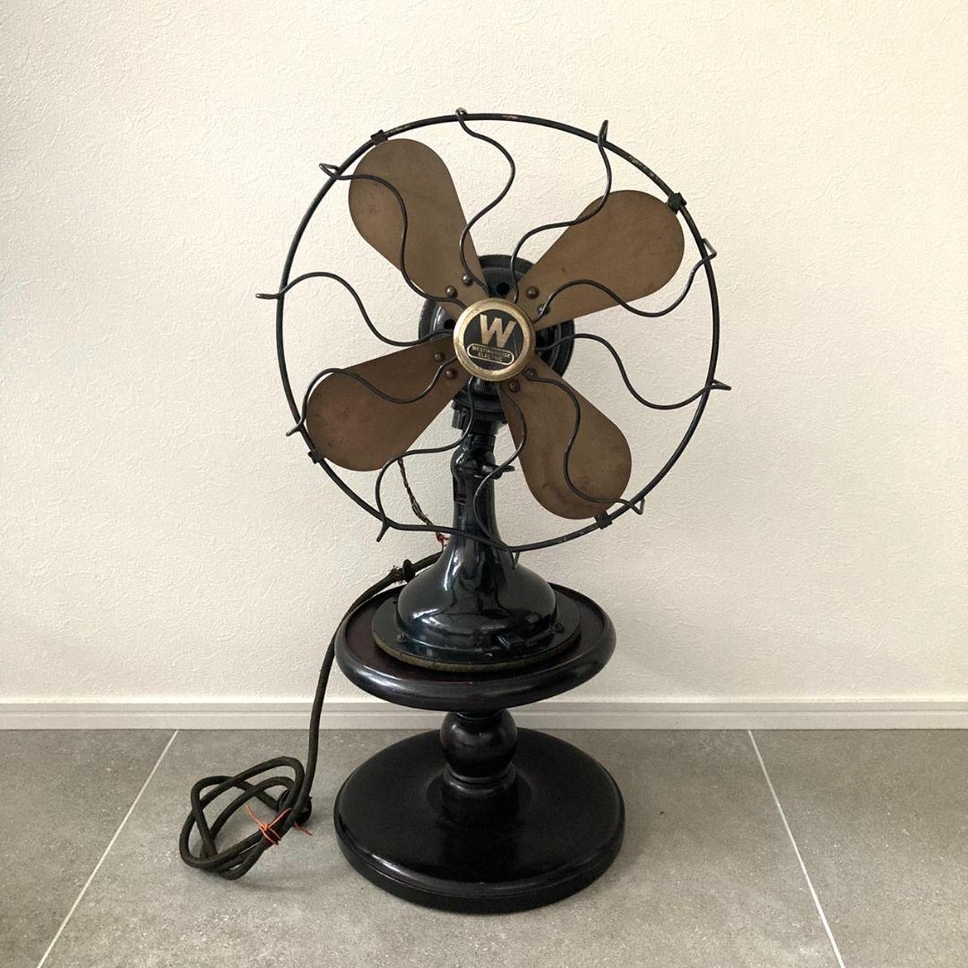 Westinghouse ウエスティングハウス 扇風機　当時物 木製台座付き