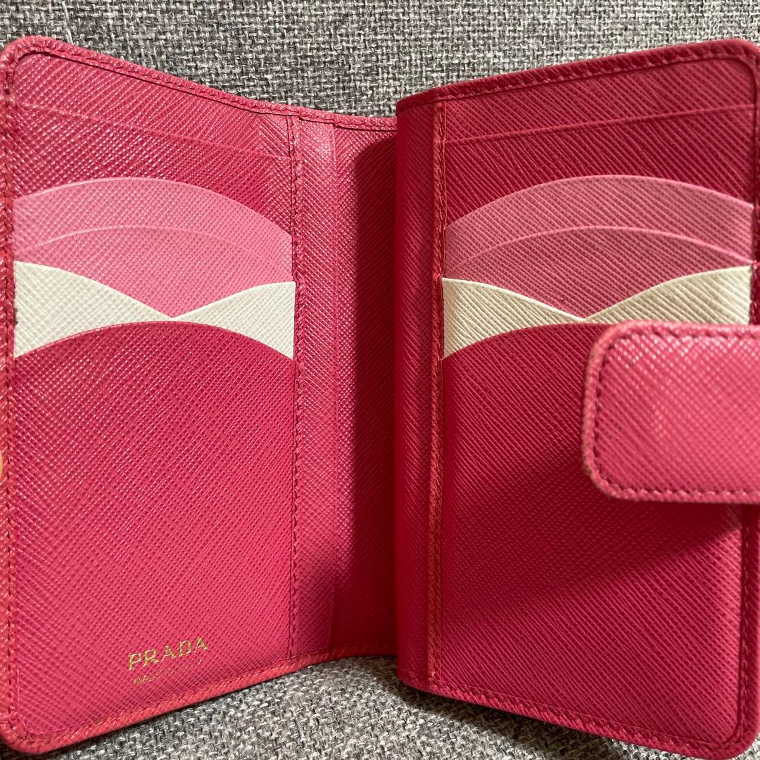 PRADA プラダ 二つ折り財布 マルチカラー ピンク