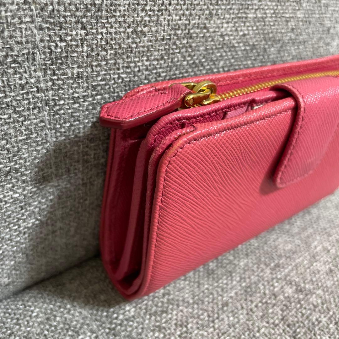 PRADA プラダ 二つ折り財布 マルチカラー ピンク