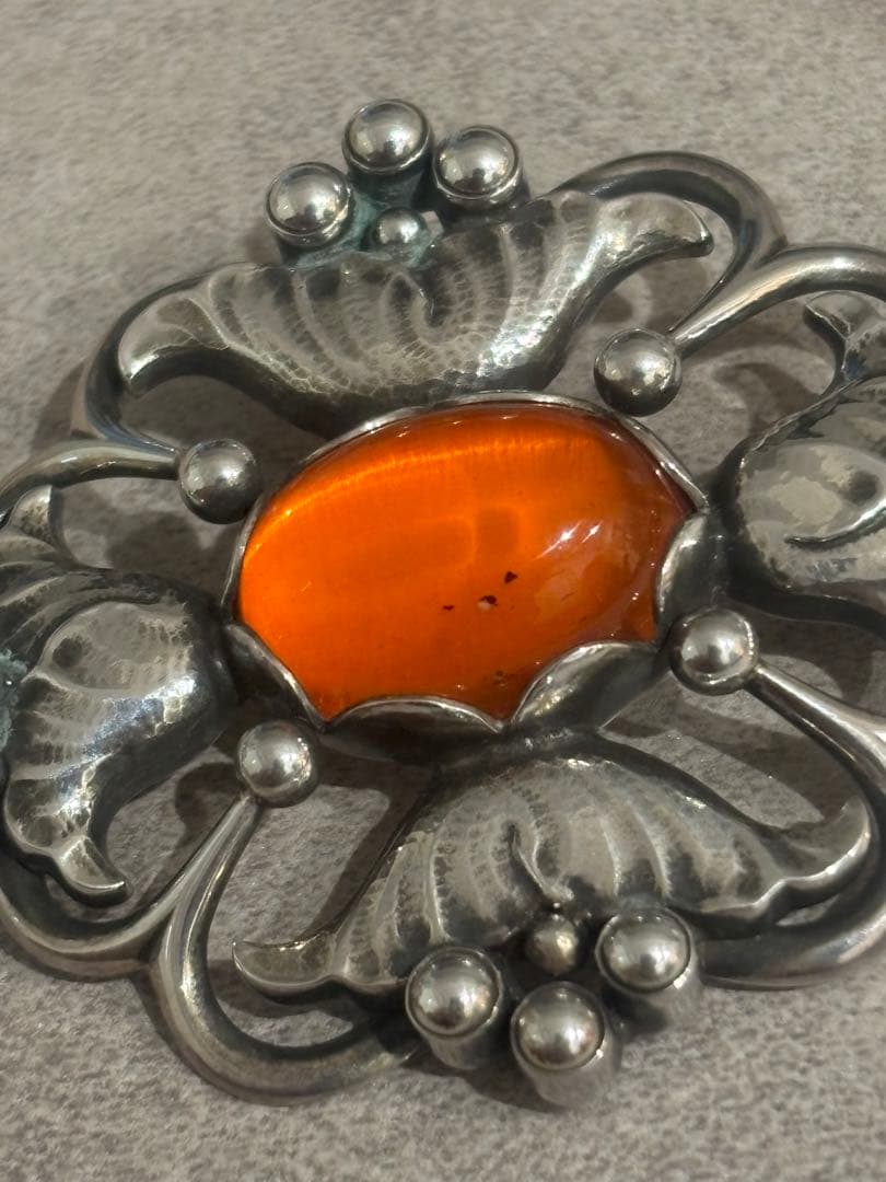 ジョージジェンセン ブローチ 173 琥珀 AG925  