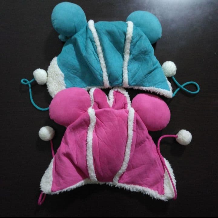 ディズニー　ミニー　ミッキー　ムートン　ファンキャップ　ブルー　ピンク　ペア