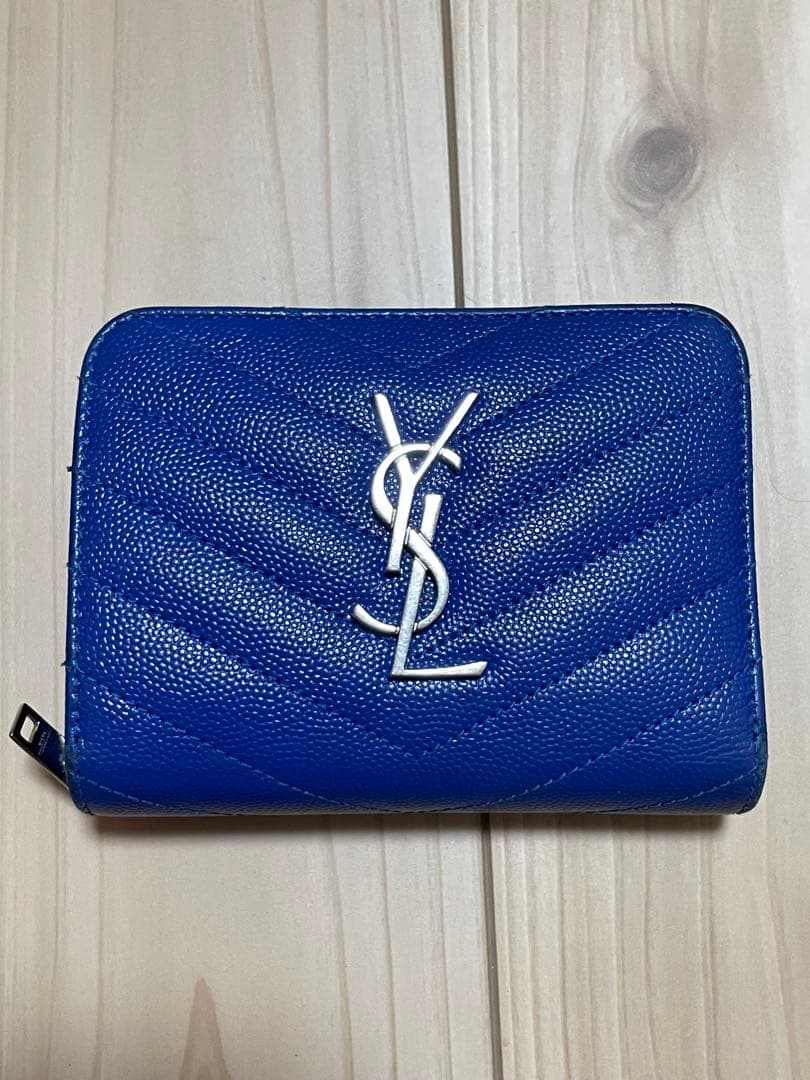 SAINT LAURENT ブルー 二つ折り財布
