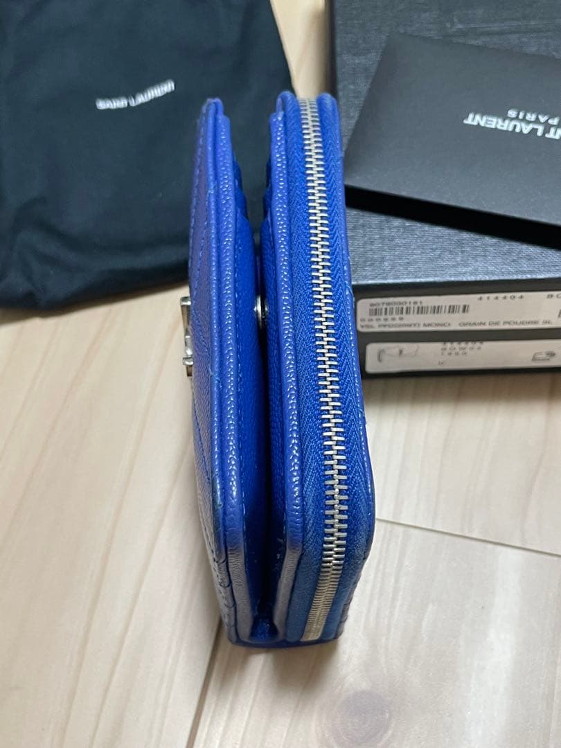 SAINT LAURENT ブルー 二つ折り財布