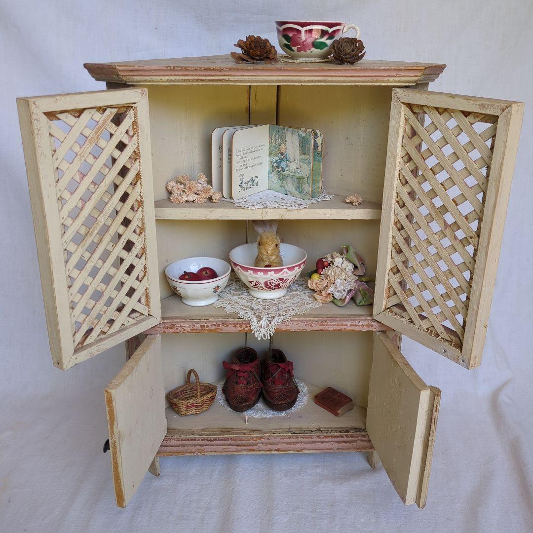 フランスアンティーク ドールキャビネット コーナーシェルフ