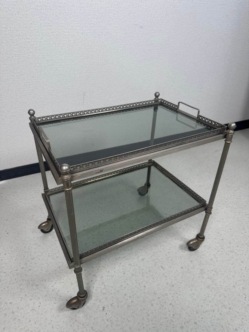 ティー トローリー キッチン ワゴン ガラストップ フランス製 ※i4※