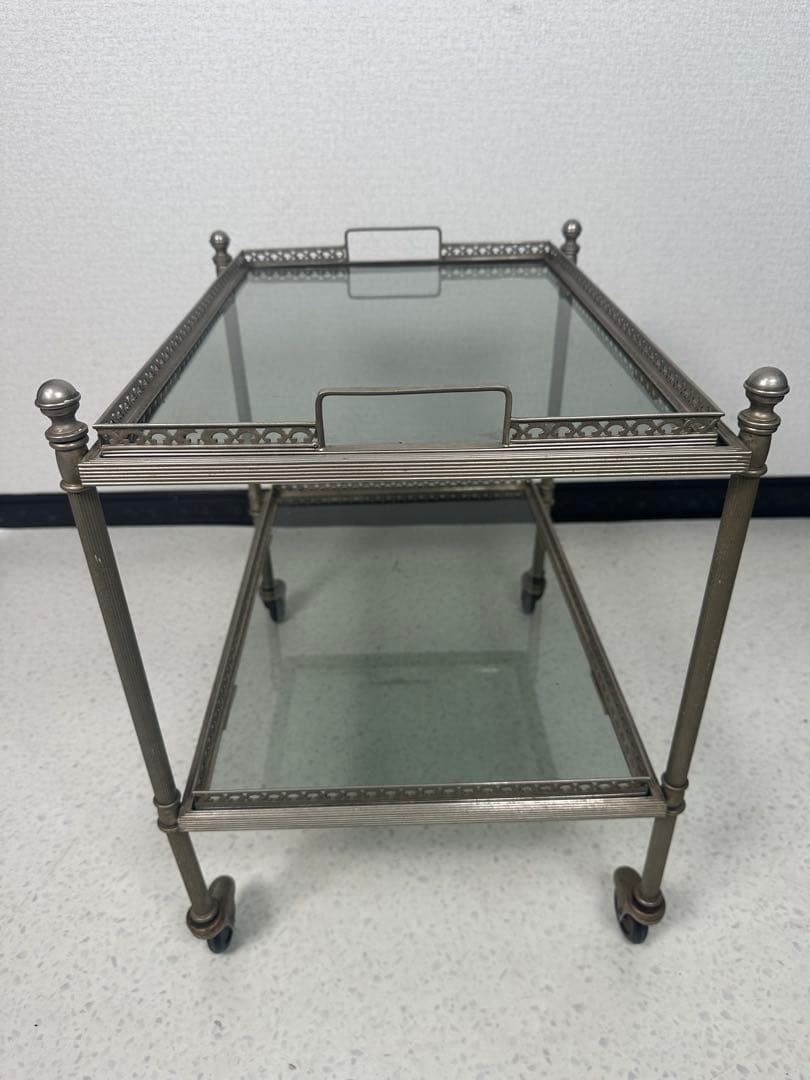 ティー トローリー キッチン ワゴン ガラストップ フランス製 ※i4※