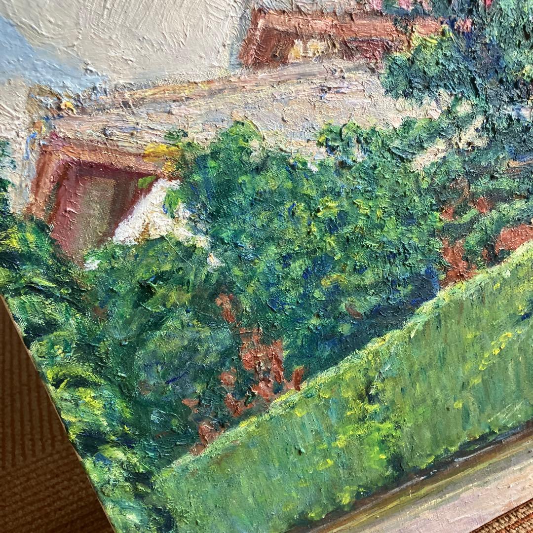 青山兵吉　油彩　前庭　紅き花高々と