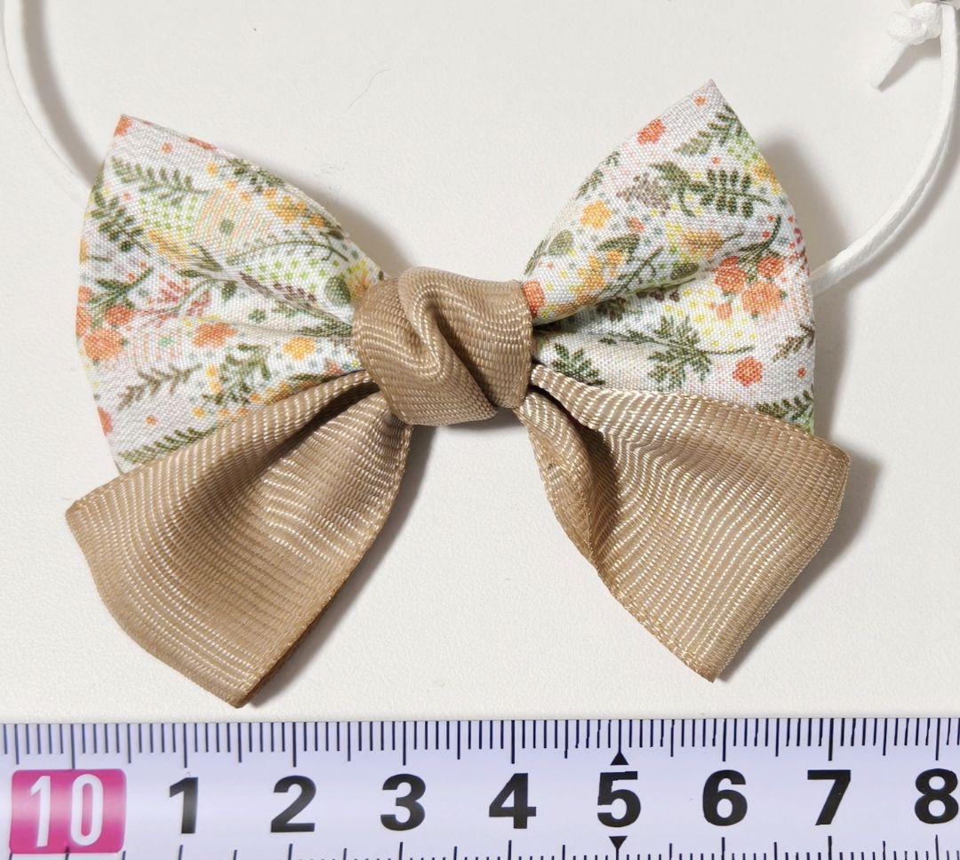 秋色花柄リボン100個　くすみカラー　業務用トリミングチョーカー　ピンクベージュ