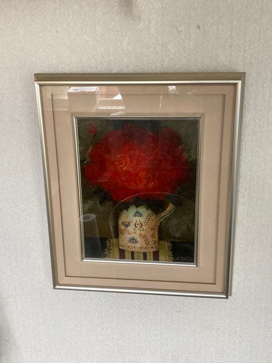 スペイン壷と薔薇 田村一 F6号 油絵 油彩 絵画 肉筆 裏サイン有
