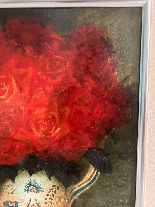 スペイン壷と薔薇 田村一 F6号 油絵 油彩 絵画 肉筆 裏サイン有