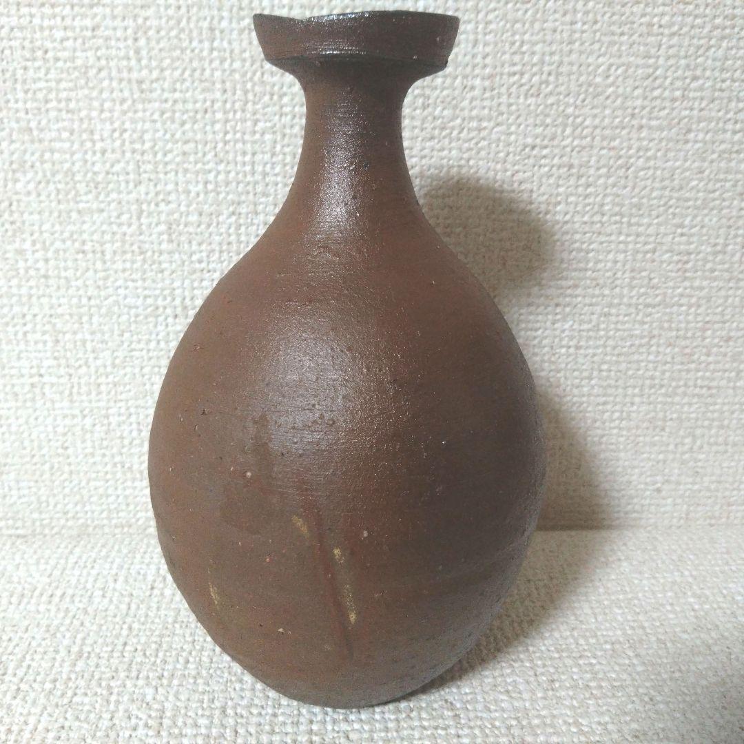 【岡山県重要無形文化財　藤原　建　作】備前焼　一輪花入　共箱