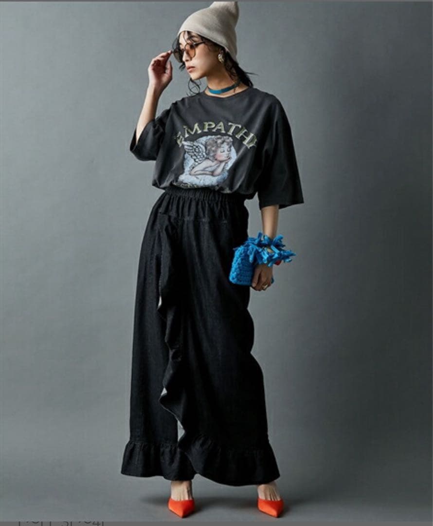 デニム生地フリル浴衣