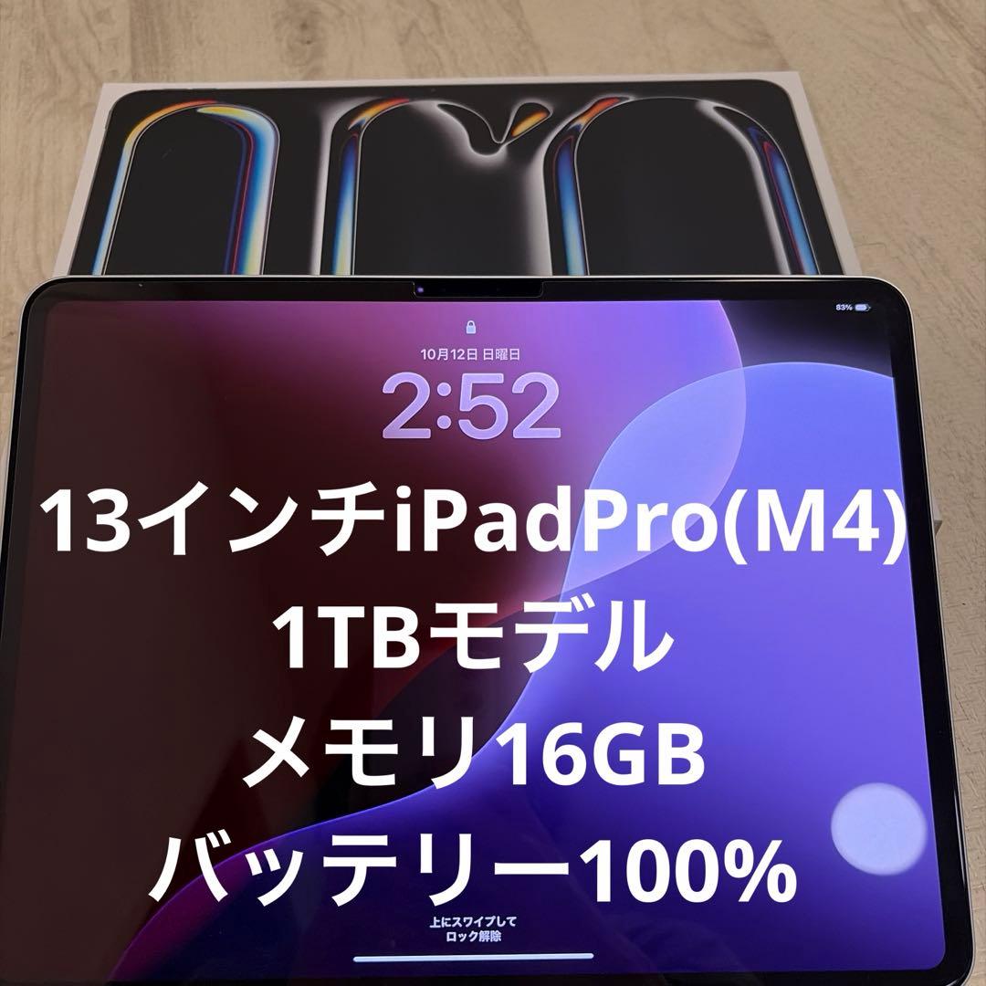 iPad Pro 13インチ(M4) 1TB バッテリー100% ほぼ新品