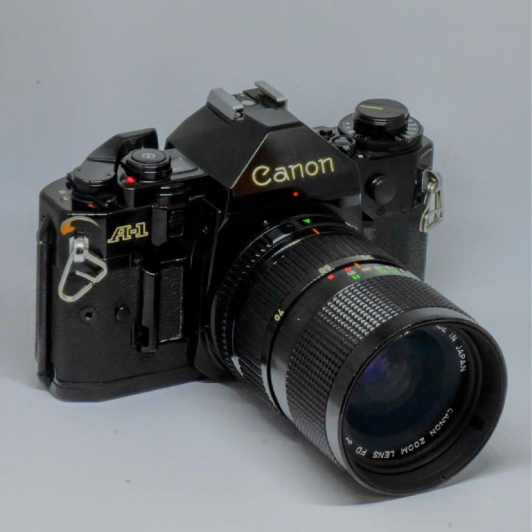 【AE動作確認済】キヤノンA-1、35-70mmズーム、135mm望遠、電池付き