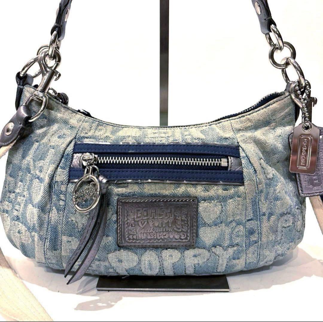 COACH コーチ ポピー デニム ワンショルダー ポーチ 肩掛け 2WAY
