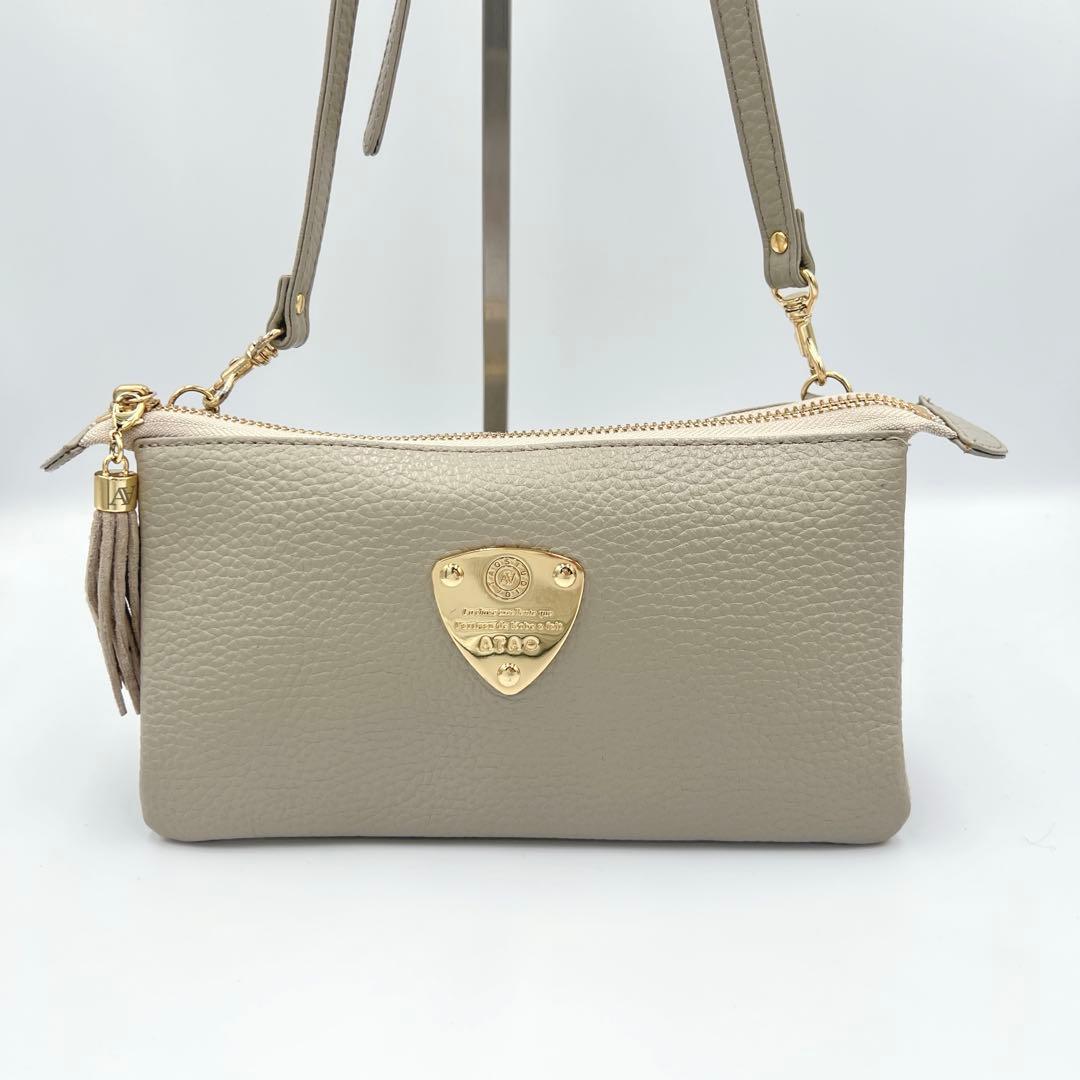 美品✨ATAO オフィスブーブー ショルダー ウォレット グレージュ