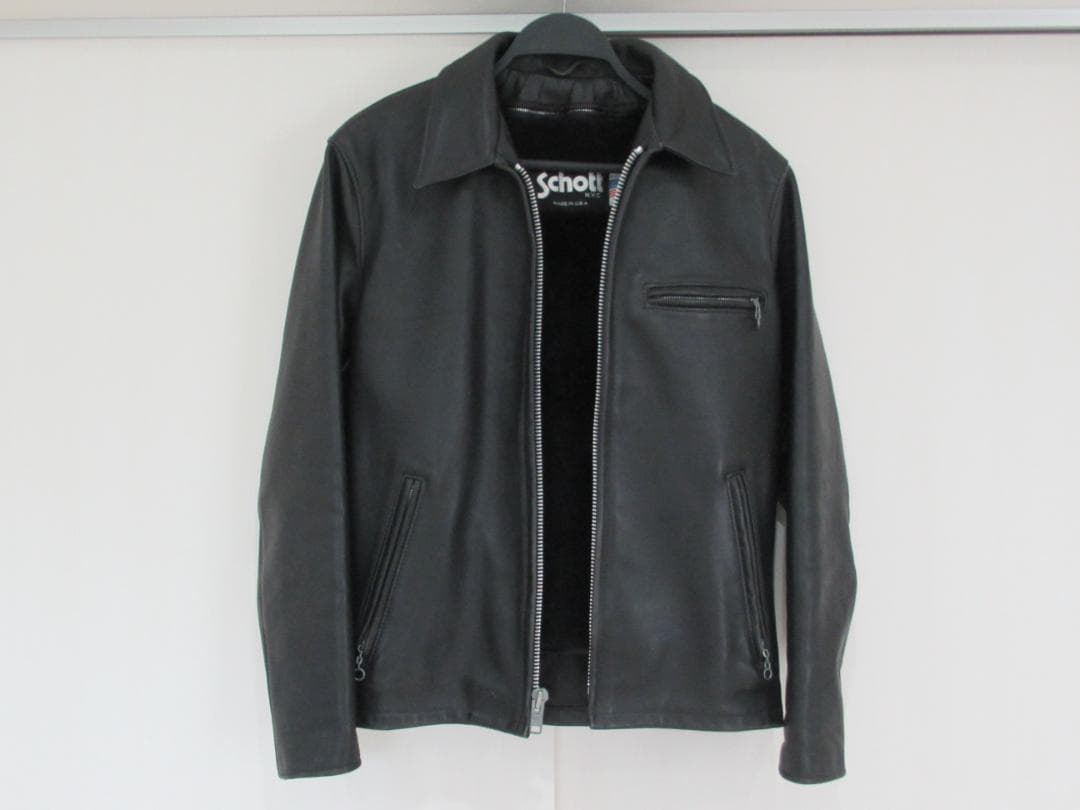 SCHOTT USA 643 ブラックレザー シングルライダースジャケット