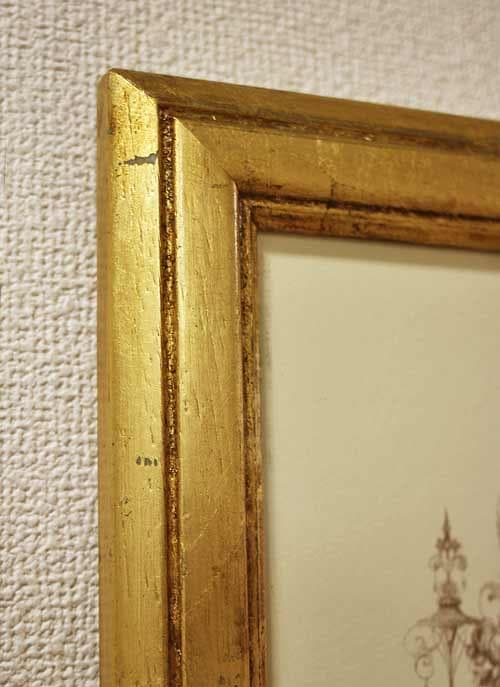 イタリア 額絵 貴族柄 ゴールドリーフ ローズ アンティーク FAL-15-1