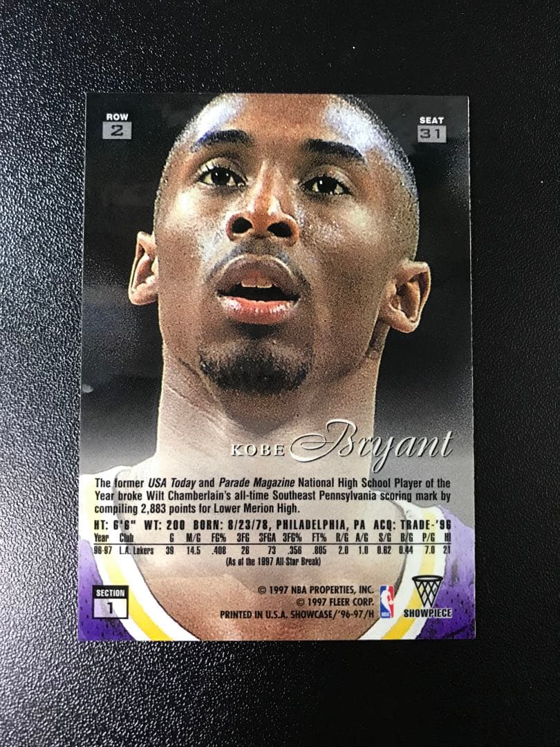 その他 Flair Showcase Row 2 #31 Kobe Bryant RC