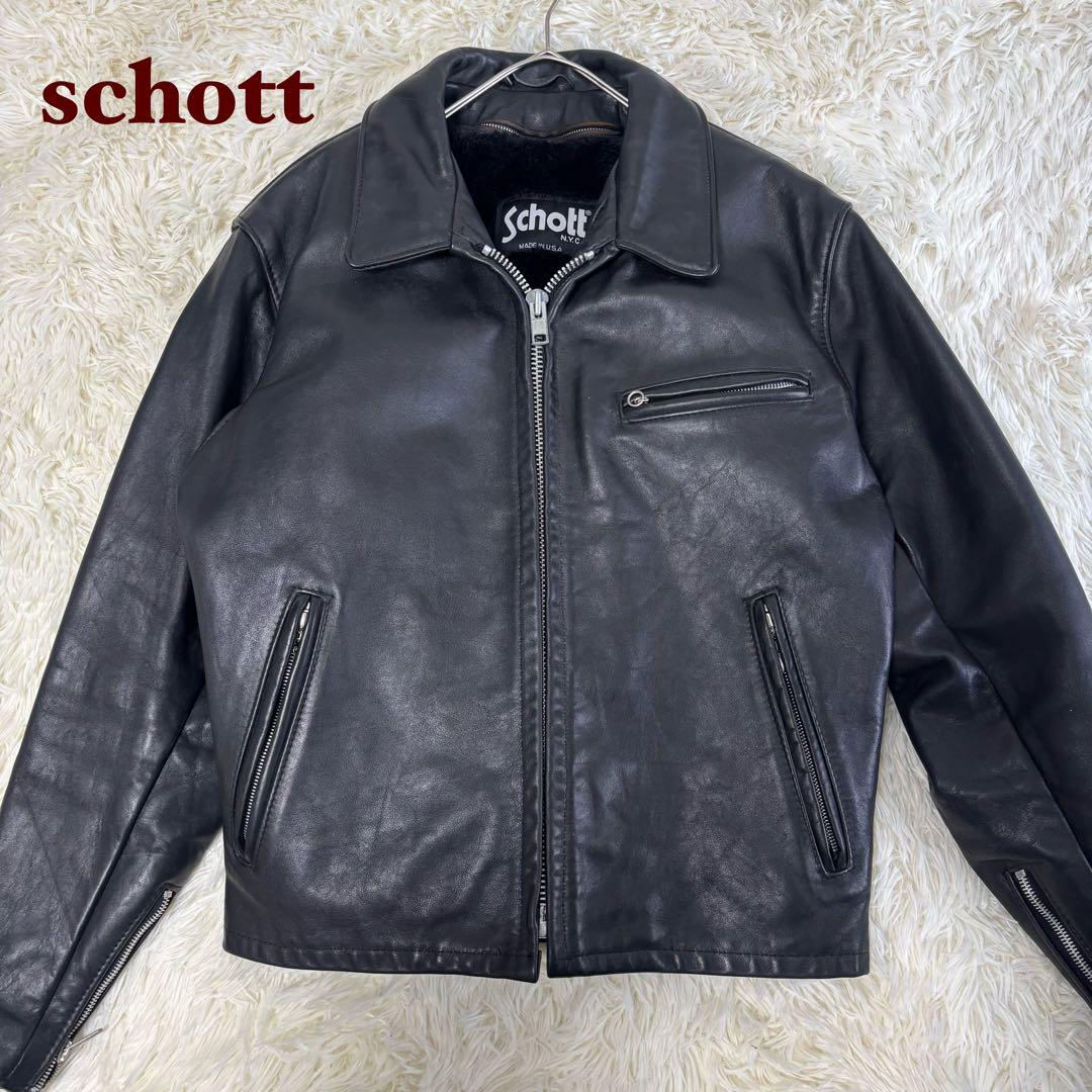 美品✨schott 642 レザージャケット　シングルライダース　牛革　40 黒