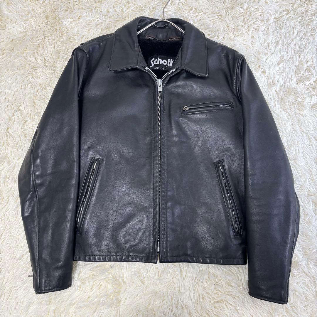 美品✨schott 642 レザージャケット　シングルライダース　牛革　40 黒
