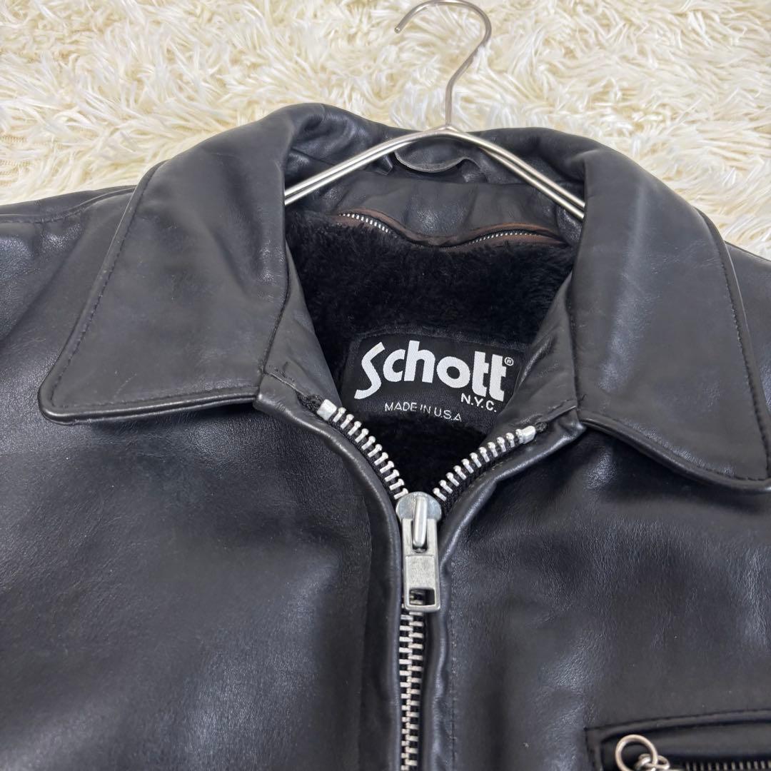 美品✨schott 642 レザージャケット　シングルライダース　牛革　40 黒