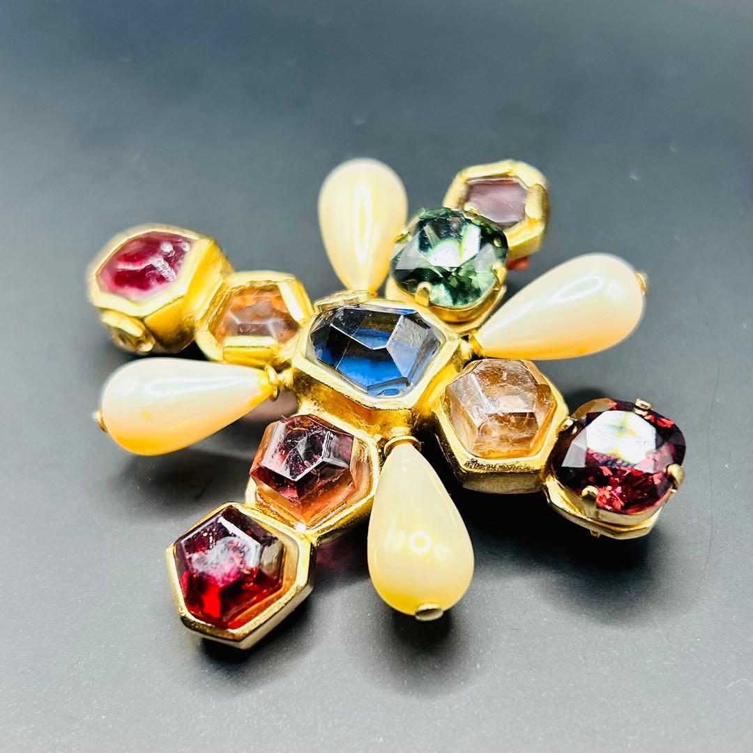 【激レア】シャネル ブローチ グリポア ゴールド ココ ビジュー カラーストーン