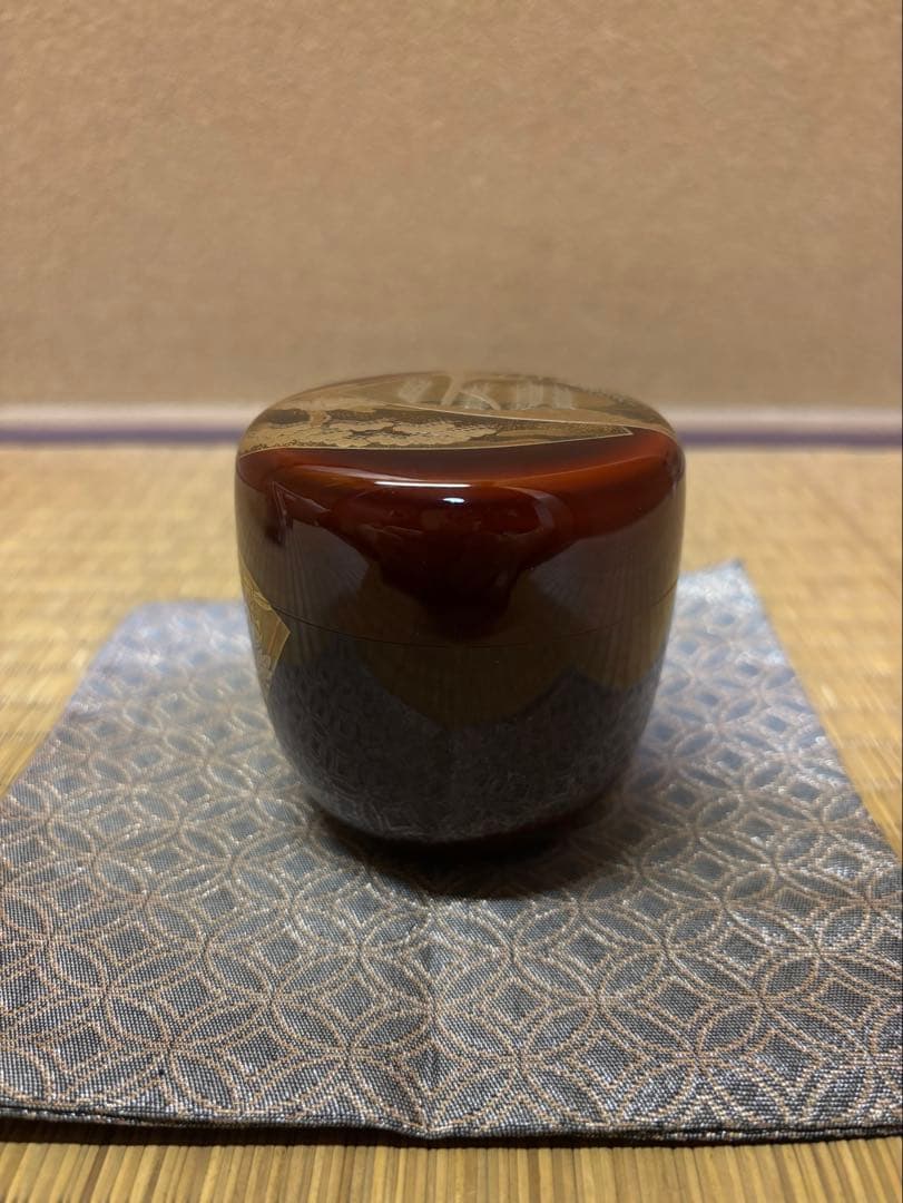 鵬雲斎　箱書　加賀蒔絵　岩倉隆弘峯　扇面大棗　棗　茶器　茶道具　山中塗