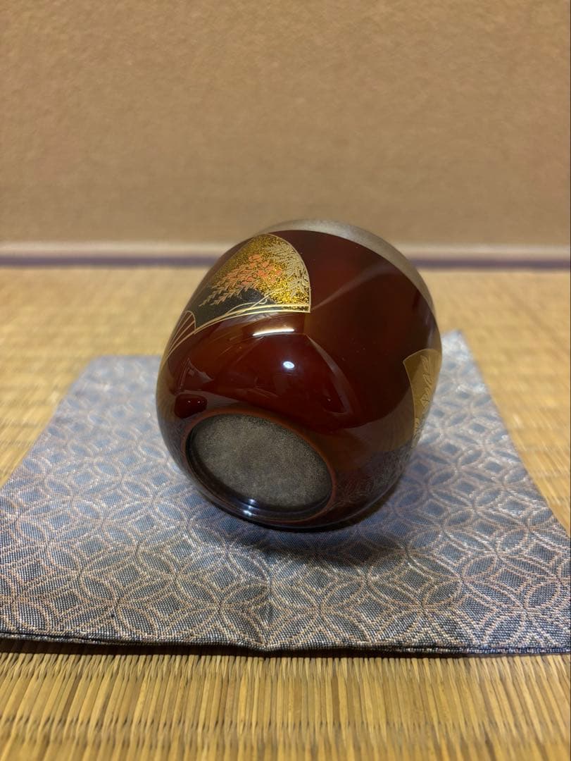 鵬雲斎　箱書　加賀蒔絵　岩倉隆弘峯　扇面大棗　棗　茶器　茶道具　山中塗