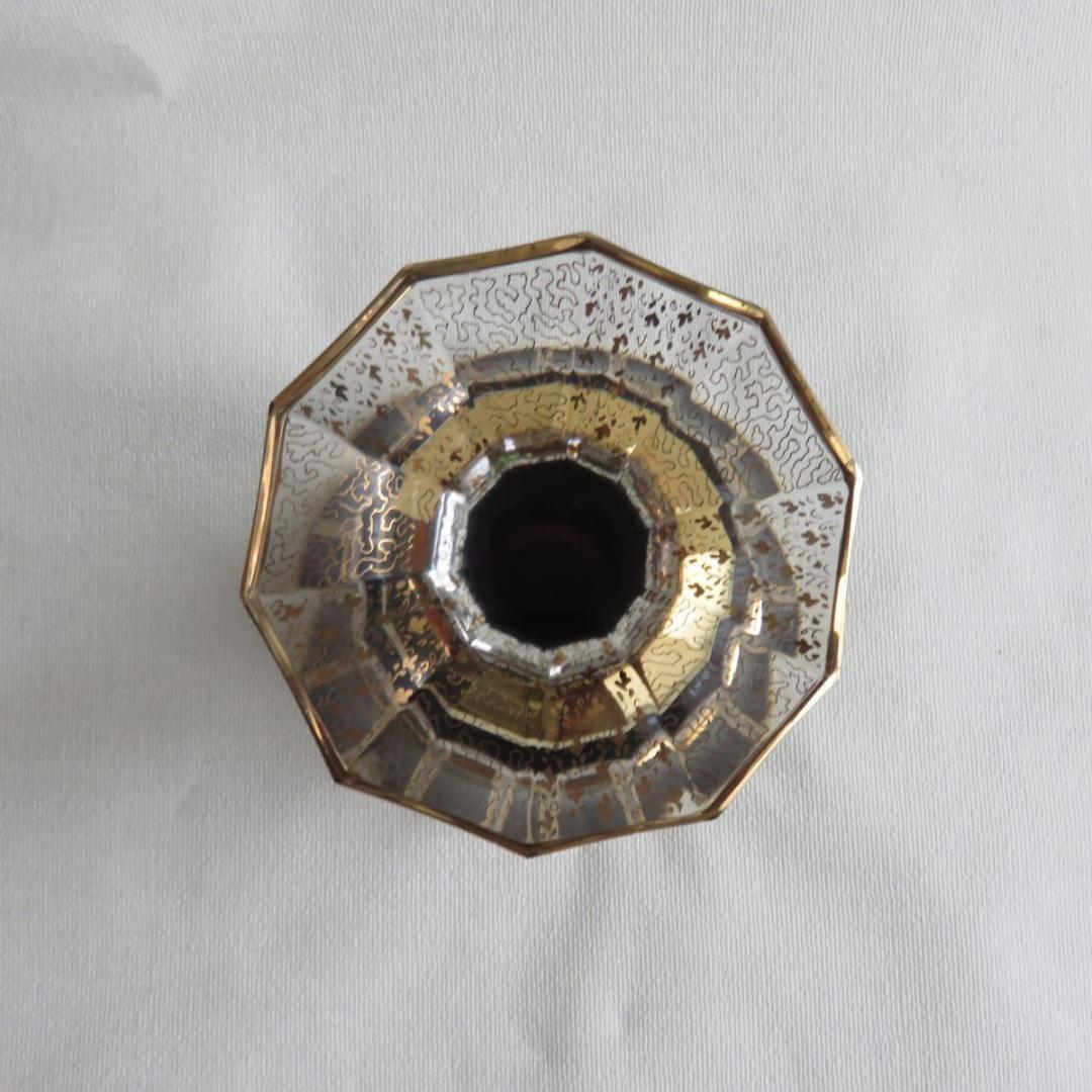 ボヘミアガラス　花瓶　金彩　箱付き