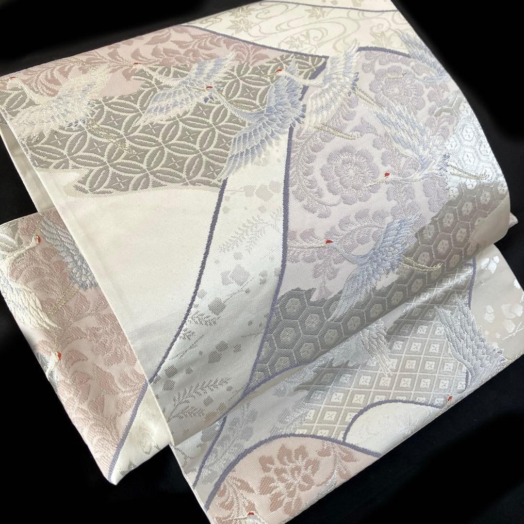 袋帯　ワンタッチ作り帯　マジックテープ【彩錦プラチナ箔】二重太鼓　付け帯