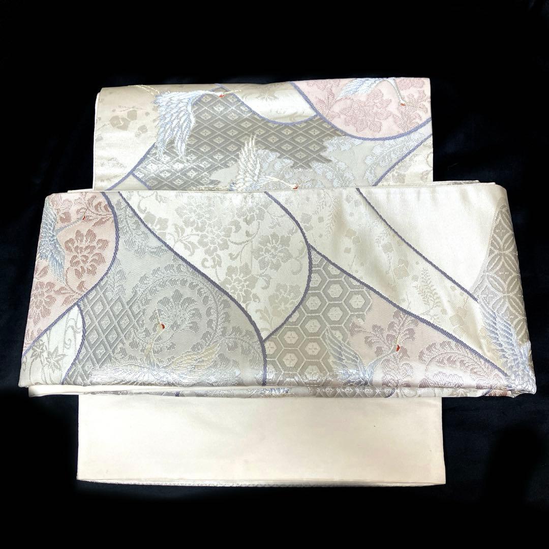 袋帯　ワンタッチ作り帯　マジックテープ【彩錦プラチナ箔】二重太鼓　付け帯