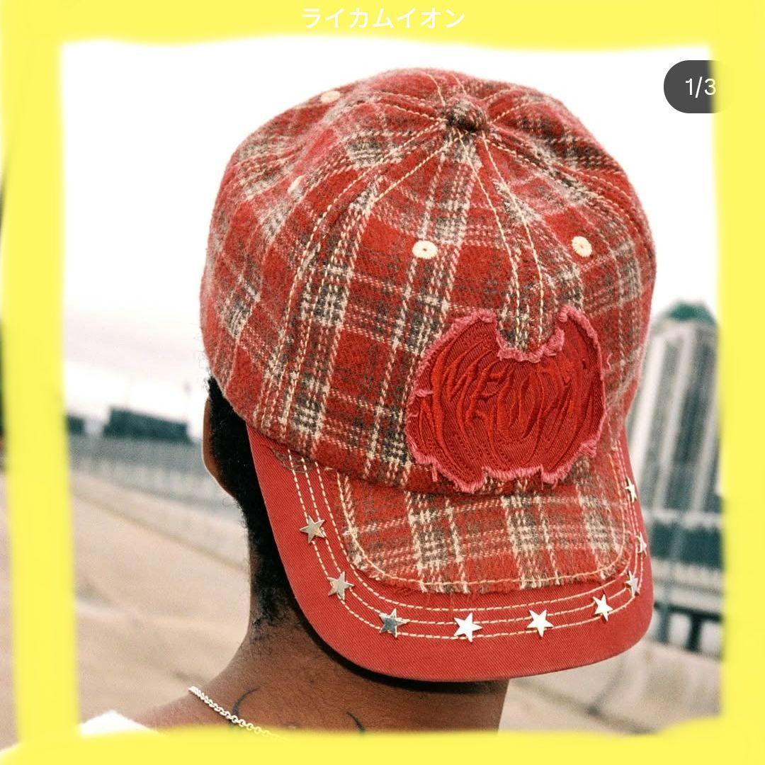 帽子 ec melodi Red Plaid Star Studded Hat