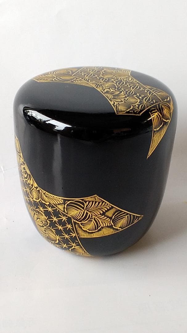 輪島塗 加門彰 作『 棗 扇面乃図 沈金 』漆器 漆芸 茶道具 共箱 共布 新品