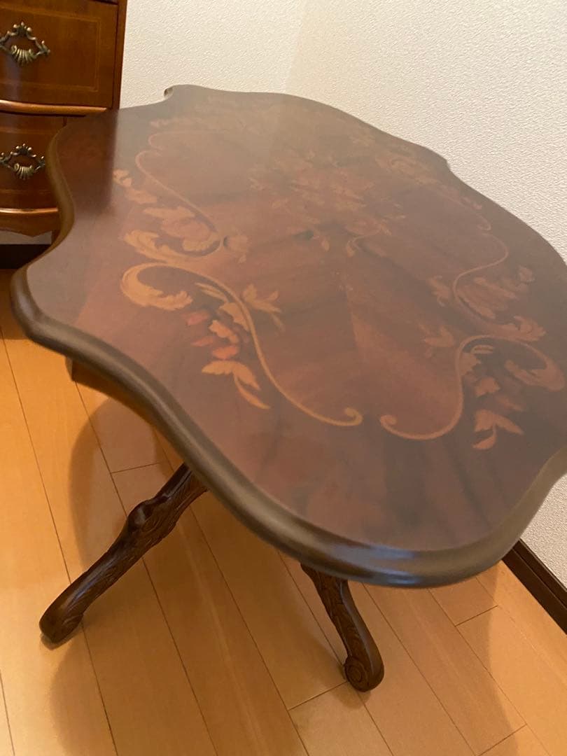 猫脚　象嵌イタリア製　木製テーブル