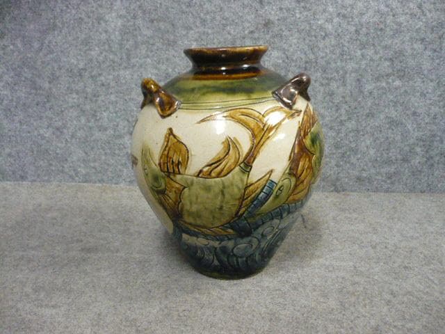 壺屋焼 魚文 壷 [B31356]