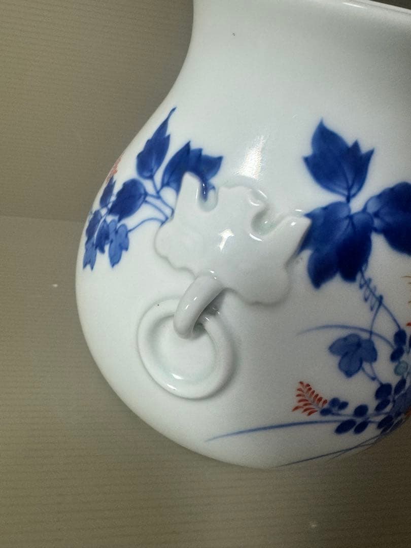 2075 香蘭社　色絵花草　花瓶　時代物