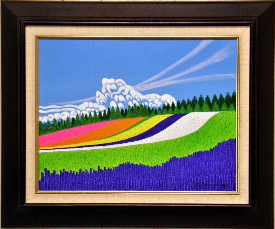 ★美瑛・富田ファームの花畑・肉筆油彩画・F6キャンバス