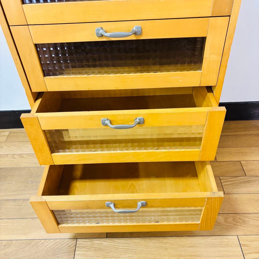 ビンテージ　キャビネット　前硝子引出し箱　昭和レトロ　送料込み