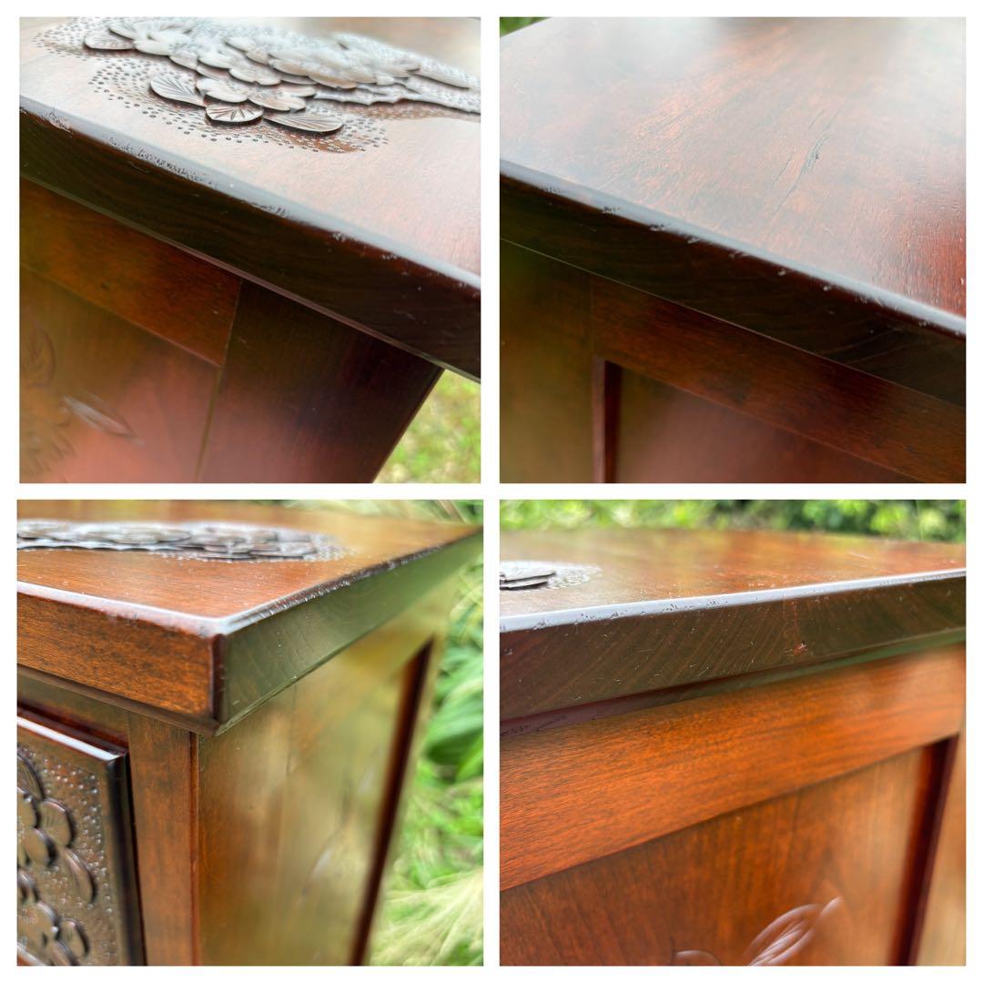 大坂屋家具店　軽井沢彫　4段チェスト　桜彫刻　伝統工芸　小箪笥