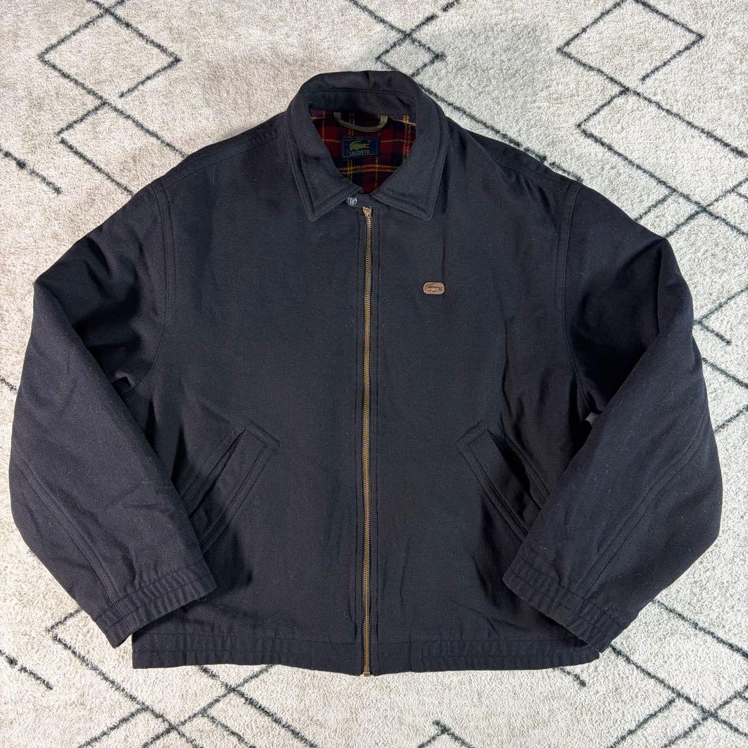 m*u様 【希少訳あり】80sラコステ ウール ハリントンジャケット チェック裏