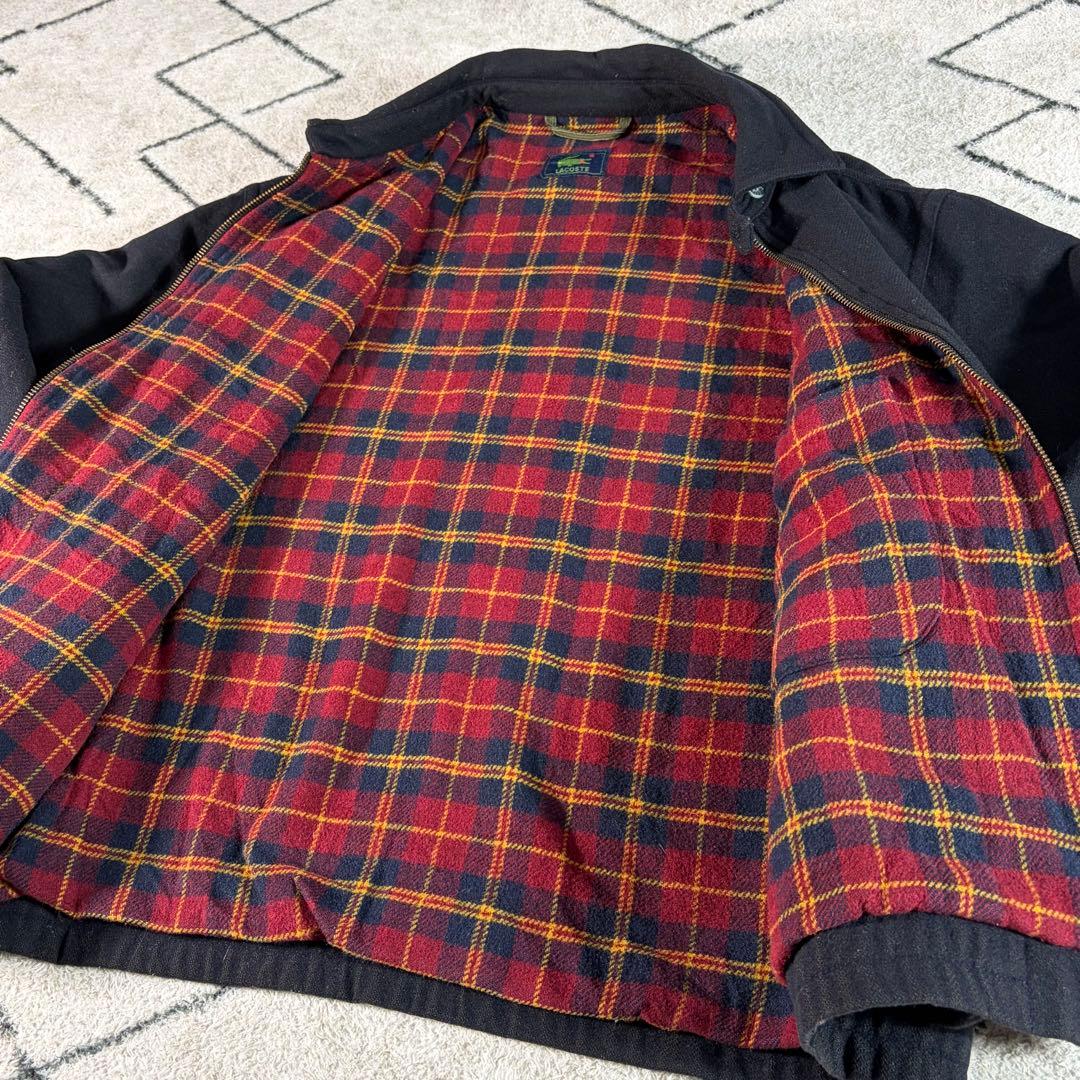 m*u様 【希少訳あり】80sラコステ ウール ハリントンジャケット チェック裏