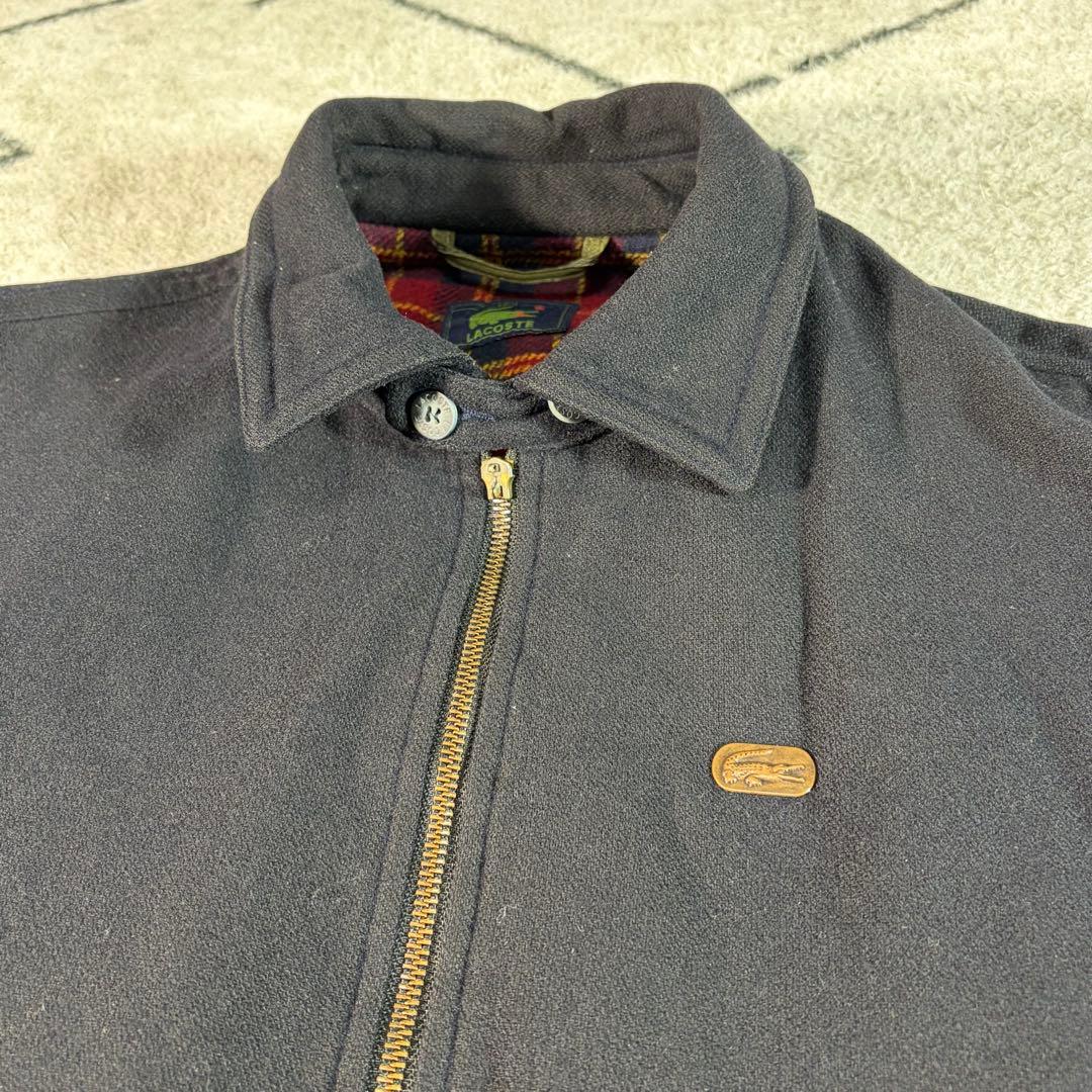 m*u様 【希少訳あり】80sラコステ ウール ハリントンジャケット チェック裏
