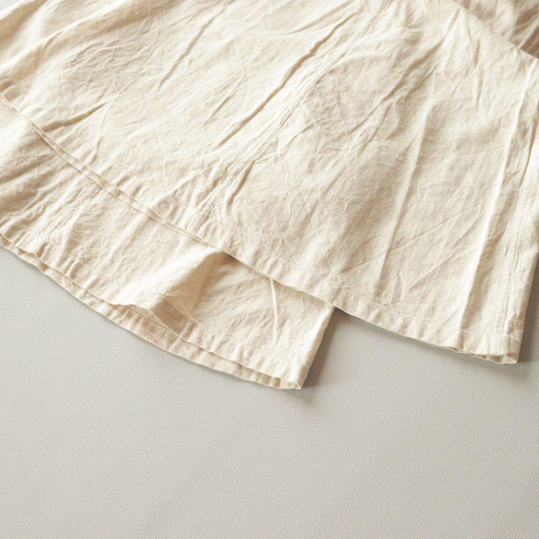 5128【美品】usaato ワイドパンツ 天然素材 シェルダブルボタン 白