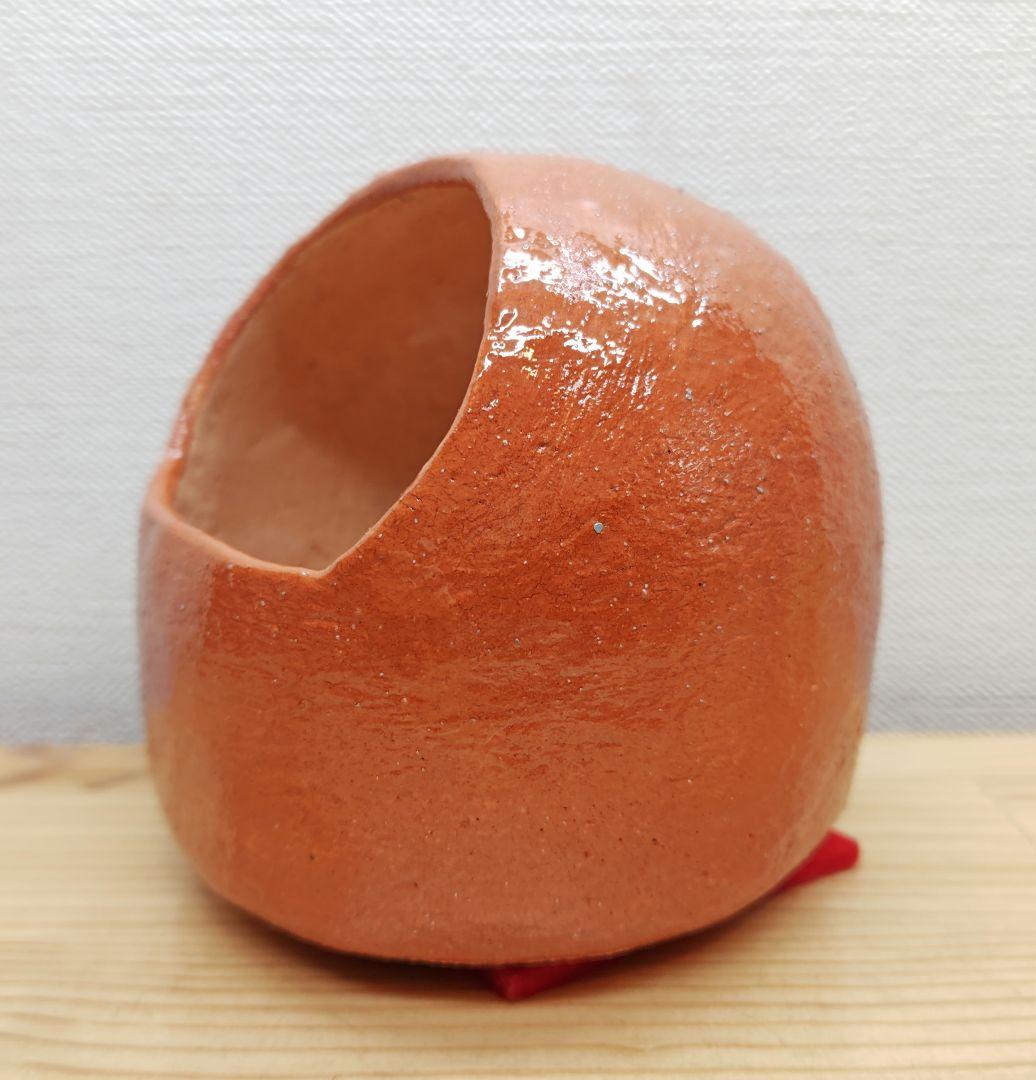 専用 送料込【逢絢亭】茶道具 火入 楽焼 赤楽 アンコ形 川嵜和楽 共箱入り