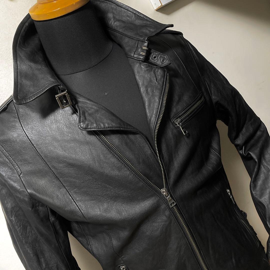 超美品 バーバリーブラックレーベル ライダースジャケット レザージャケット