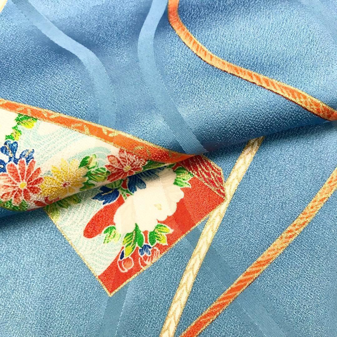 子供着物 半襦袢セット 水色 羽子板と組紐 七五三 3歳 CK-7018