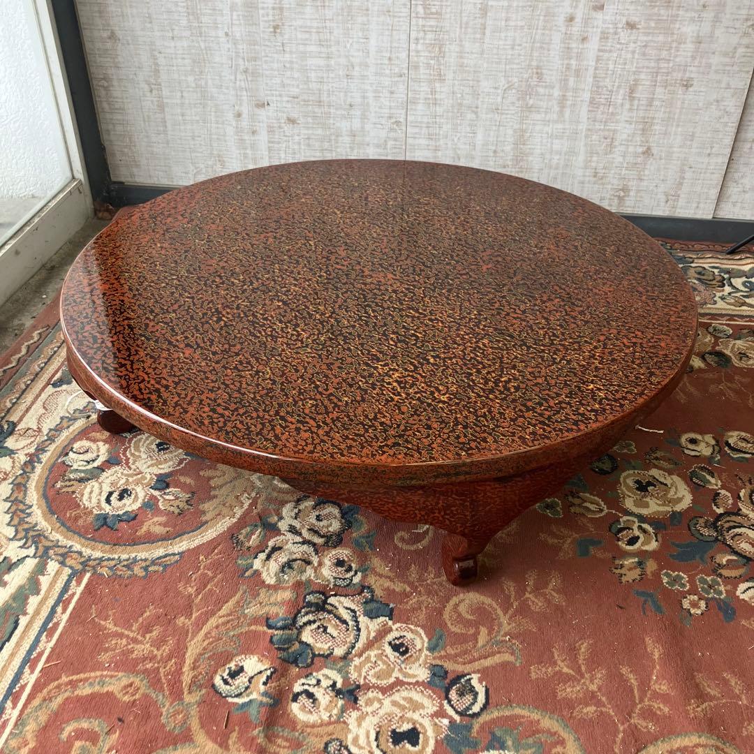 昭和レトロ 津軽塗り 螺鈿 円卓 ちゃぶ台 センターテーブル ローテーブル 座卓