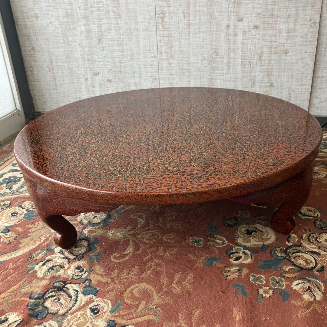 昭和レトロ 津軽塗り 螺鈿 円卓 ちゃぶ台 センターテーブル ローテーブル 座卓